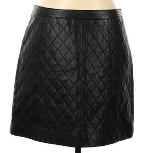 🖤 Nw3 by Hobbs Black Quilted Lambskin Leather Mini Skirt – Size 8